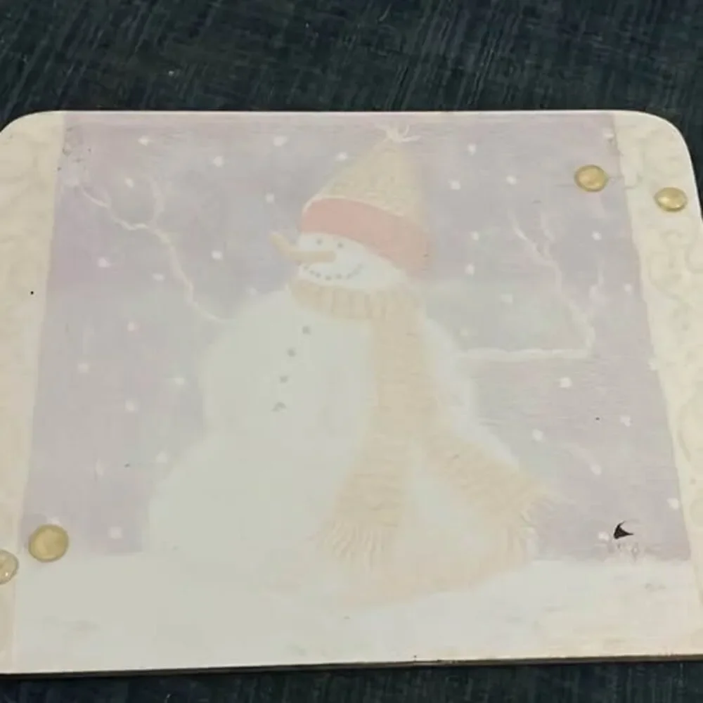 Set of 2 Christmas Glass Cutting Boards Vtg